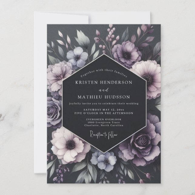 Convites Plum Botanical Romance Wedding (Frente)