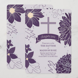 Convites Plum Botanicals para Raparigas com Batismo Cruzado