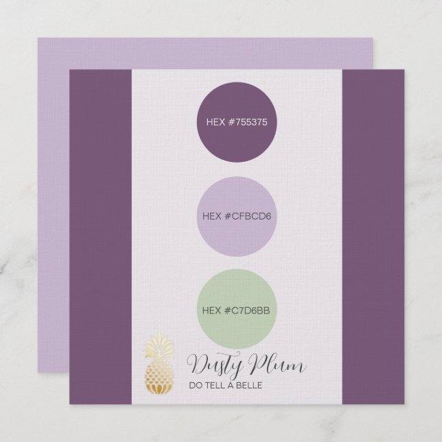 Convites Plum Dusty Muted Color Palette Card (Frente/Verso)