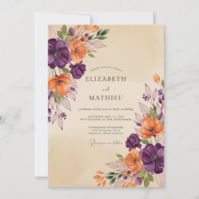 Convites Plum Earthy Autumnal Wedding (Frente)