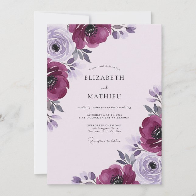 Convites Plum Ethereal Autumn Wedding (Frente)