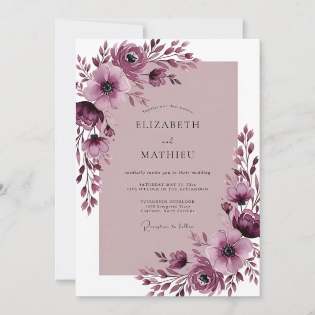 Convites Plum Exquisite Spring Wedding (Frente)