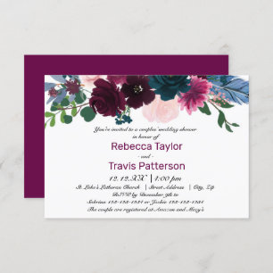 Convites Plum Floral Blooms Plum - Chá de casamento 3x5 Cas