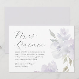 Convites Plum Floral bonito 15 Anos Aniversário Quinceañera