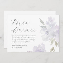 Convites Plum Floral bonito 15 Anos Aniversário Quinceañera