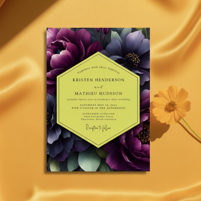 Convites Plum Floral Opulence Wedding (Criador carregado)