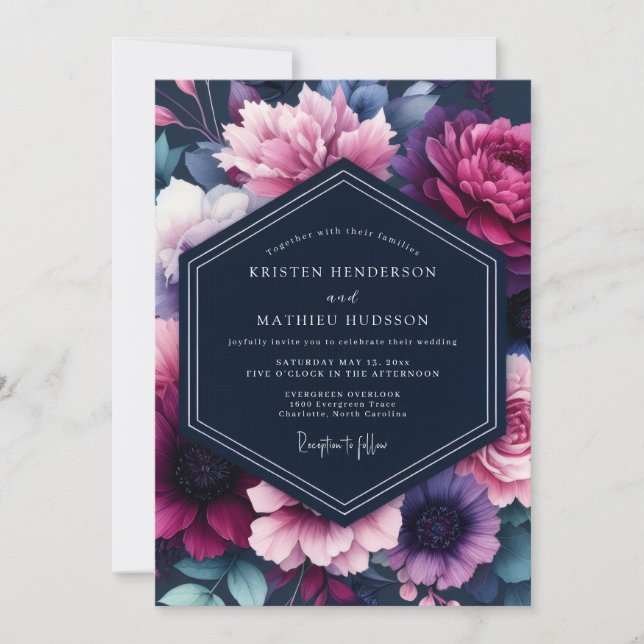 Convites Plum Jewel-Tone Flora Wedding (Frente)