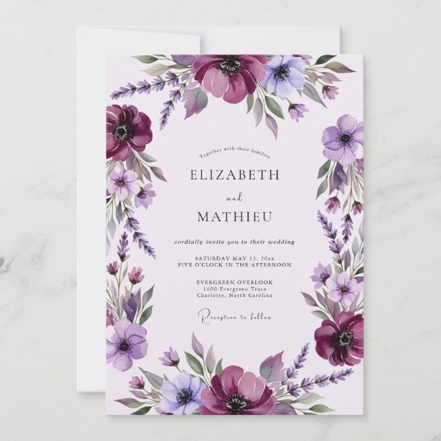 Convites Plum Magnificent Spring Wedding (Frente)