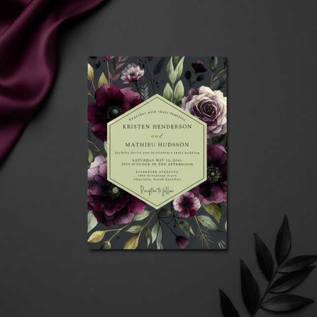 Convites Plum Moody Bloom Wedding (Criador carregado)