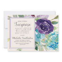Plum Purple Blue Floral Surprise aniversário de 30