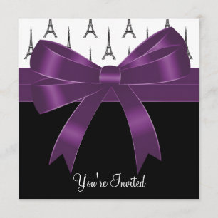 Convites Plum Purple Tower Party Paris Eiffel