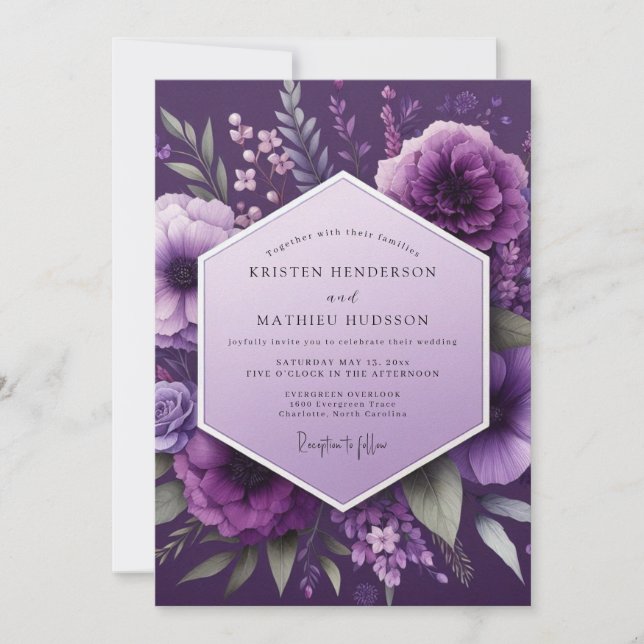 Convites Plum Shadow Bloom Wedding (Frente)