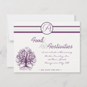 Convites Plum Swirl Tree Reception Direction Cards