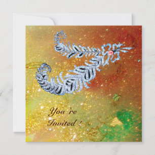 Convites PLUMAS DE DIAMANTE, faíscas marrons amarelas verde