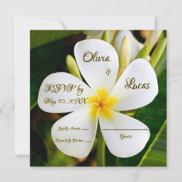 Convites Plumeria Branca Tropical - Novos Começos - RSVP