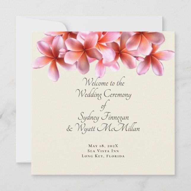 Convites Plumeria Flat Simple Wedding Ceremony Programs (Frente)