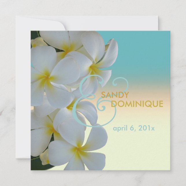 Convites Plumeria Lei casamento tropical (Frente)