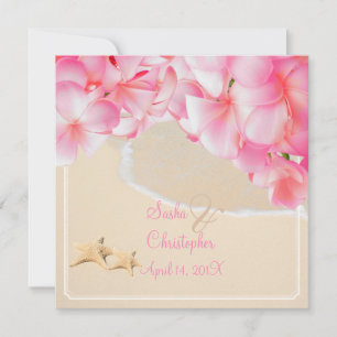 Convites Plumeria rosa PixDezines+praia+peixe-estrela