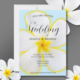 Convites Plumeria Tropical, Branca e Amarela, Casamento Flo