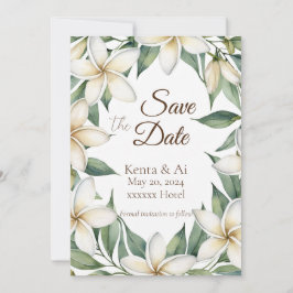 Convites Plumeria Wedding Save the Date Card