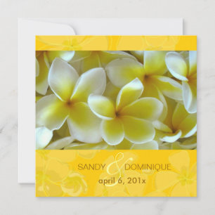Convites Plumerias em fundo amarelo
