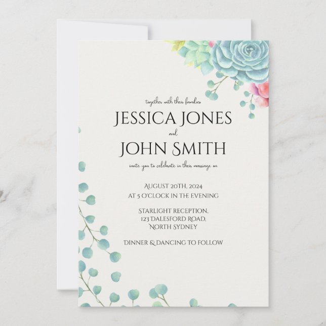 Convites Plural de casamento botânico natural (Frente)