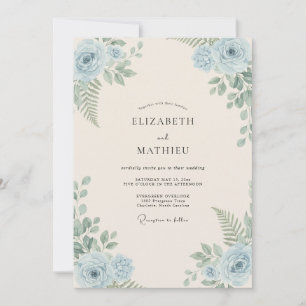 Convites Pó Azul Folhagem Eucalipto Poeirento Casamento