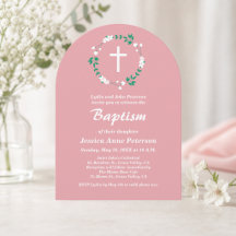 Pó Rosa Branco Cruz Floral Brasão Batismo