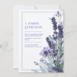 Convites Pó Rosa Lavanda Azul Esboço Moldura Floral Casamen