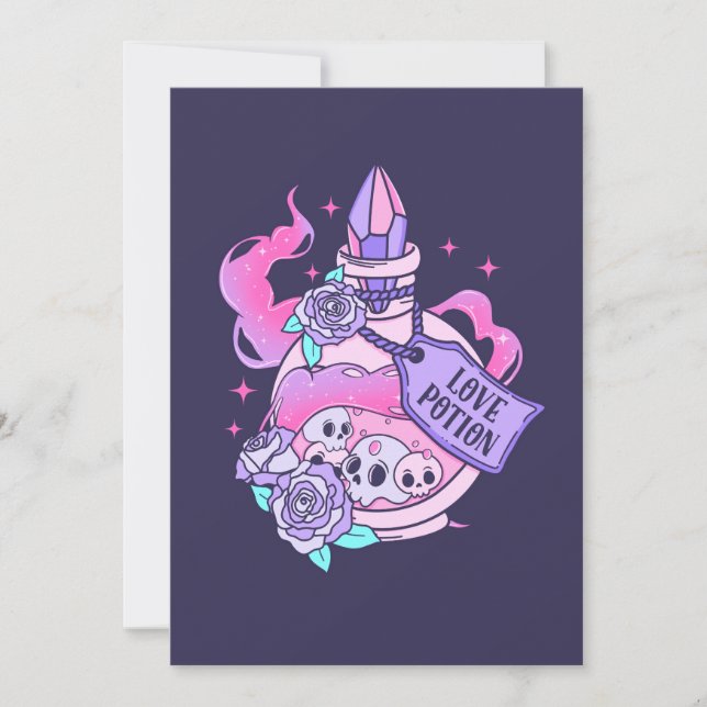 Convites Poção de Amor Frasco de Poção de Halloween Rosa-Ro (Frente)