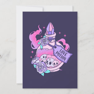 Convites Poção de Amor Frasco de Poção de Halloween Rosa-Ro