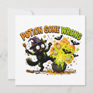 Convites Poção deu errado Gato engraçado de Halloween