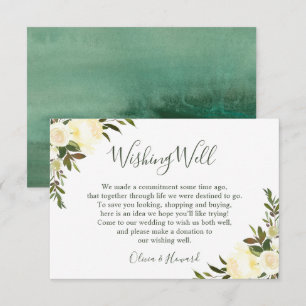 Convites Poço de Desejos de Casamento Floral Aquarela Verde