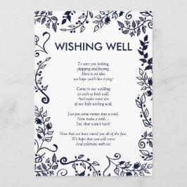 Convites Poço de Desejos Floral Azul Marinho e Branco Elega
