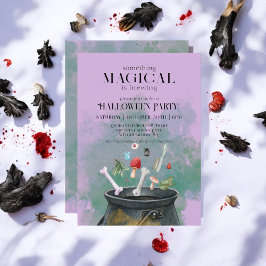 Convites Poções Roxas e Feitiços Bruxas Cauldron Halloween