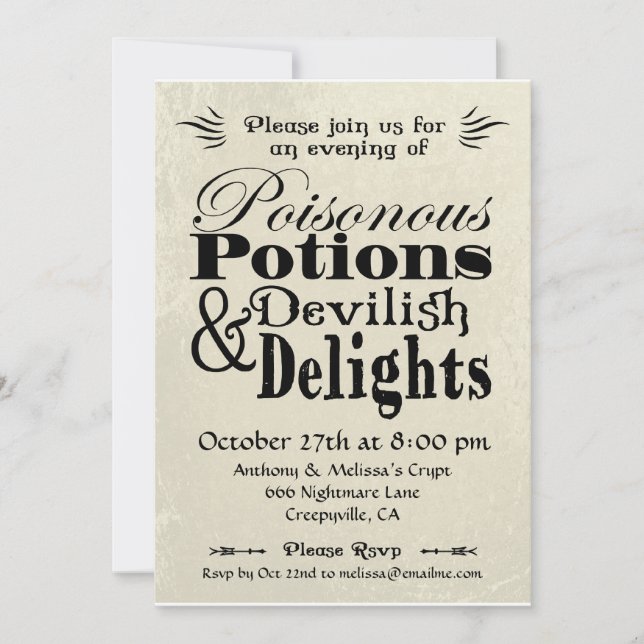 Convites Poções venenosas (Frente)