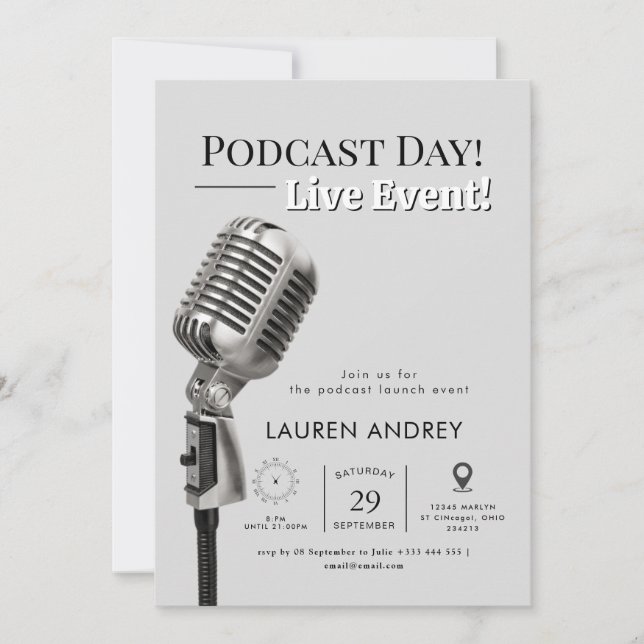 Convites Podcast Launch Event Invitation (Frente)