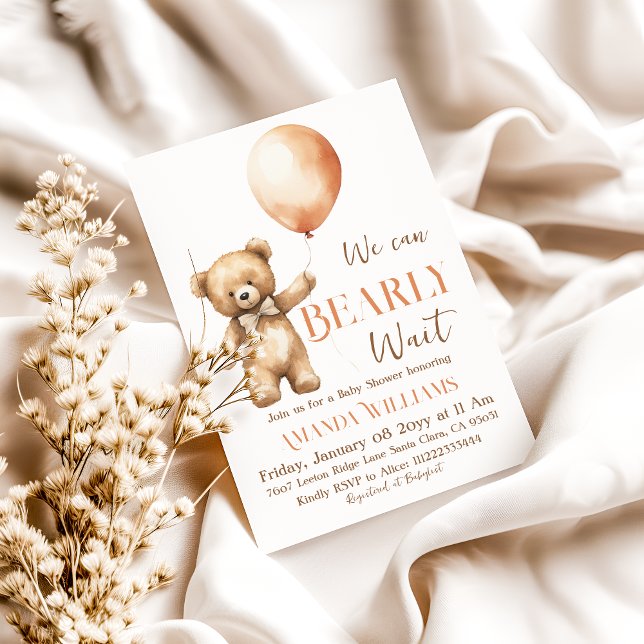 Convites Podemos Aguardar O Chá de fraldas Do Urso De Aquar (Criador carregado)