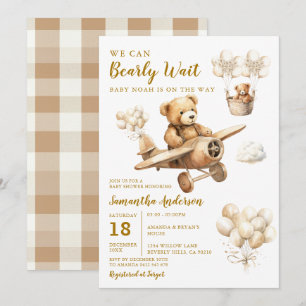 Convites Podemos Ansiar O Balão Marrom do Avião Chá de fral