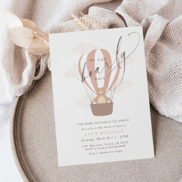 Convites Podemos Esperar. | Balão de Ar Rosa para Bebê