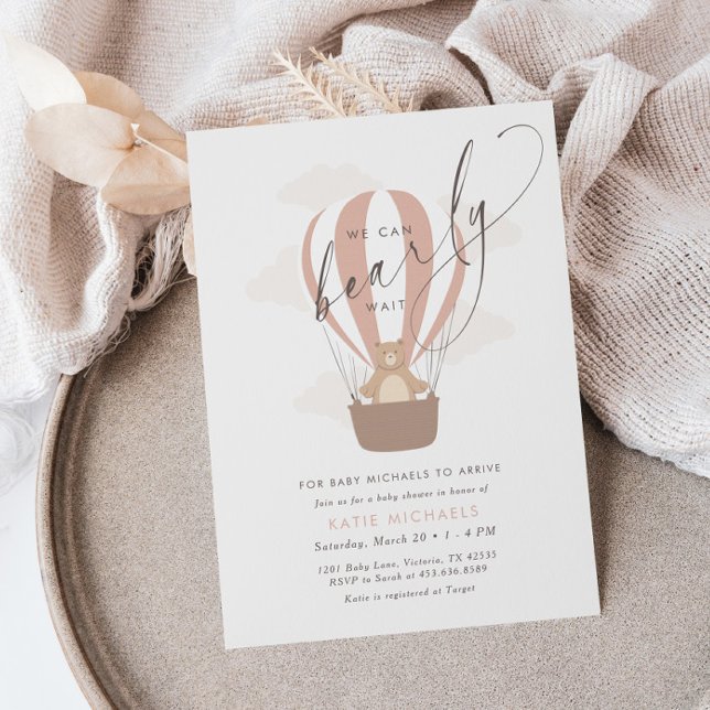 Convites Podemos Esperar. | Balão de Ar Rosa para Bebê (Criador carregado)