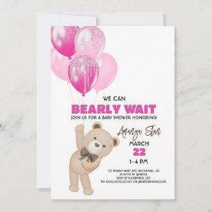 Convites Podemos Esperar Balões De Teddy Bear Chá de fralda