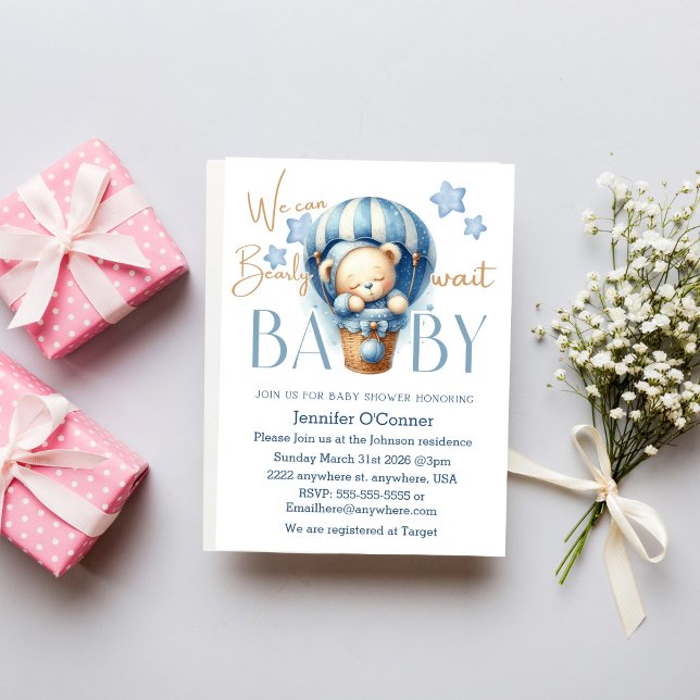 Convites Podemos Esperar Blue Baby Shower. (Criador carregado)