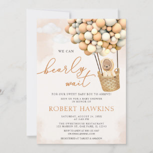 Convites Podemos Esperar Boho Teddy Bear Chá de fraldas