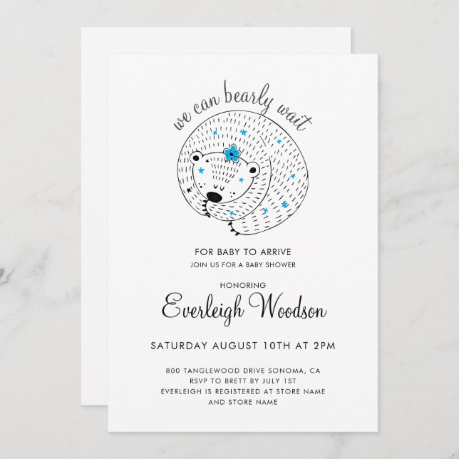 Convites Podemos Esperar Chá de fraldas De Bebê (Frente/Verso)