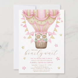 Convites Podemos Esperar Chá de fraldas De Garota Gêmea