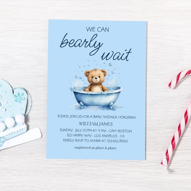 Convites Podemos Esperar - Chá de fraldas De Urso De Teddy (Criador carregado)