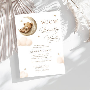 Convites Podemos Esperar Chá de fraldas de Urso Neutro do G