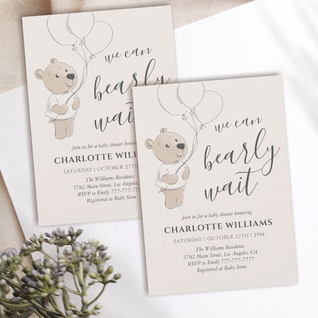 Convites Podemos Esperar. | Chá de fraldas do Urso de Teddy (Criador carregado)