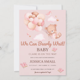 Convites Podemos Esperar Chá de fraldas Rosa